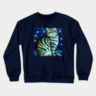 Cat in the Style of Vincent Van Gogh Crewneck Sweatshirt